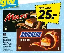 Bilka Mars, Snickers, Bounty eller Twix 6-pak is, DKK 25 tilbud