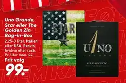 Bilka Uno Grande, Star eller The Golden Zin Bag-in-Box, DKK 99 tilbud