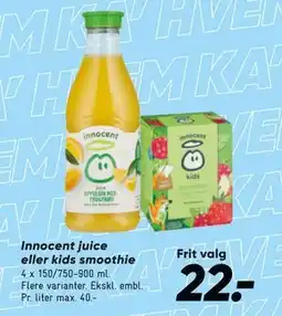 Bilka Innocent juice eller kids smoothie, DKK 22 tilbud