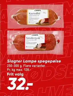 Bilka Slagter Lampe spegepølse, DKK 32 tilbud