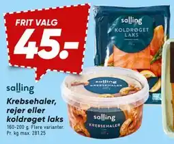 Bilka Krebsehaler, rejer eller koldrøget laks, DKK 45 tilbud