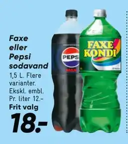 Bilka Faxe eller Pepsi sodavand, DKK 18 tilbud