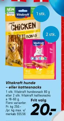 Bilka Vitakraft hunde - eller kattesnacks, DKK 20 tilbud