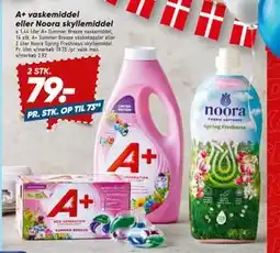 Bilka A+ vaskemiddel eller Noora skyllemiddel, DKK 79 tilbud