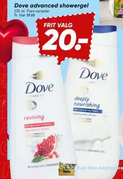 Bilka Dove advanced showergel, DKK 20 tilbud
