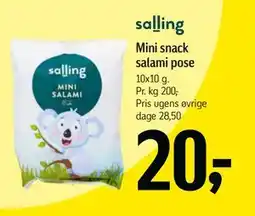 Føtex Mini snack salami pose, DKK 20 tilbud