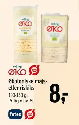 Føtex Økologiske majs- eller riskiks, DKK 8 tilbud
