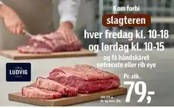 Føtex Kom forbi slagteren og få håndskåret entrecote eller rib eye, DKK 79 tilbud