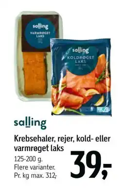 Føtex Krebsehaler, rejer, kold- eller varmrøget laks, DKK 39 tilbud