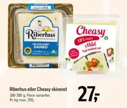 Føtex Riberhus eller Cheasy skiveost, DKK 27 tilbud