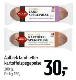 Føtex Aalbæk land- eller kartoffelspegepølse, DKK 30 tilbud