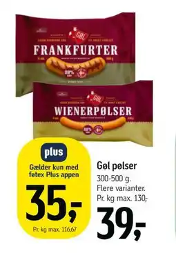 Føtex Gøl pølser, DKK 39, App-pris tilbud