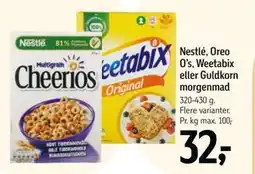 Føtex Nestlé, Oreo O’s, Weetabix eller Guldkorn morgenmad, DKK 32 tilbud