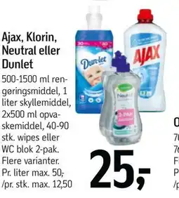 Føtex Ajax, Klorin, Neutral eller Dunlet, DKK 25 tilbud