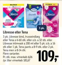 Føtex Libresse eller Tena, DKK 109 tilbud