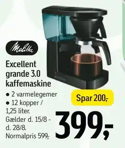 Føtex Excellent grande 3.0 kaffemaskine, DKK 399 tilbud