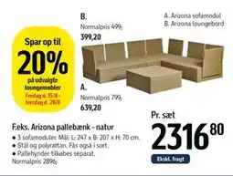 Føtex Arizona pallebænk - natur, DKK 2316.8 tilbud