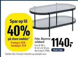 Føtex Bayonne sofabord, DKK 1140 tilbud