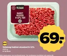 Netto Velsmag hakket oksekød 8-12%, DKK 69 tilbud