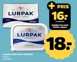 Netto Lurpak smør eller smørbar, DKK 18, App-pris tilbud