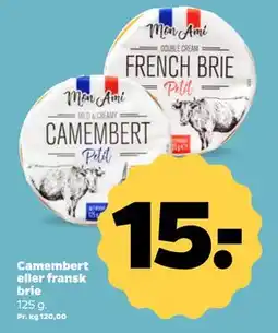 Netto Camembert eller fransk brie, DKK 15 tilbud