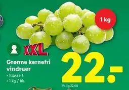 Lidl Grønne kernefri vindruer, DKK 22 tilbud