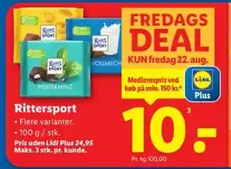 Lidl Rittersport, DKK 24.95, App-pris tilbud