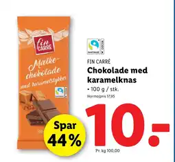 Lidl FIN CARRÉ Chokolade med karamelknas tilbud