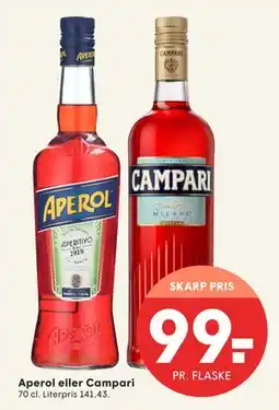 SPAR Aperol eller Campari, DKK 99 tilbud