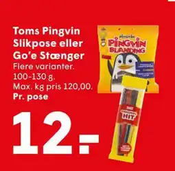 SPAR Toms Pingvin Slikpose eller Go’e Stænger, DKK 12 tilbud