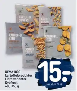 REMA 1000 REMA 1000 kartoffelprodukter Flere varianter Dybfrost 600-750 g, DKK 15 tilbud