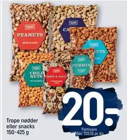 REMA 1000 Trope nødder eller snacks 150-425 g, DKK 20 tilbud