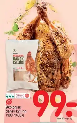 REMA 1000 Økologisk dansk kylling 1100-1400 g, DKK 99 tilbud