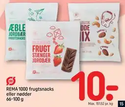 REMA 1000 REMA 1000 frugtsnacks eller nødder 66-100 g, DKK 10 tilbud