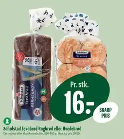 Min Købmand Schulstad Levebrød Rugbrød eller Hvedebrød, DKK 16 tilbud