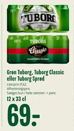 Min Købmand Grøn Tuborg, Tuborg Classic eller Tuborg Sprød, DKK 69 tilbud