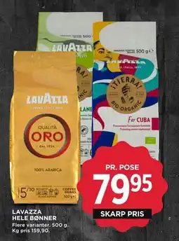 MENY LAVAZZA HELE BØNNER, DKK 79.95 tilbud