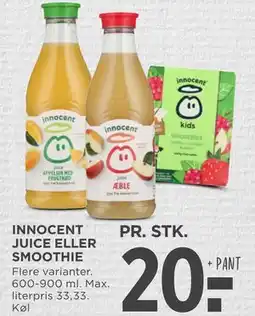 MENY INNOCENT JUICE ELLER SMOOTHIE, DKK 20 tilbud