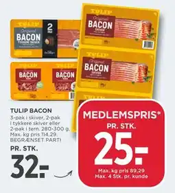 MENY TULIP BACON, DKK 32, App-pris tilbud