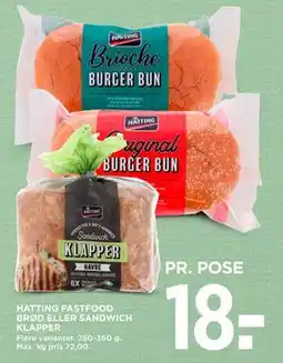 MENY HATTING FASTFOOD BRØD ELLER SANDWICH KLAPPER, DKK 18 tilbud