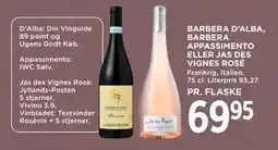 MENY BARBERA D’ALBA, BARBERA APPASSIMENTO ELLER JAS DES VIGNES ROSÉ, DKK 69.95 tilbud