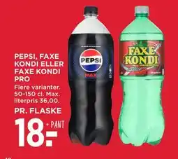 MENY PEPSI, FAXE KONDI ELLER FAXE KONDI PRO, DKK 18 tilbud