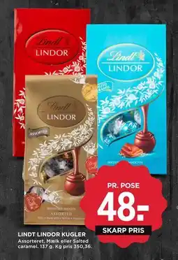 MENY LINDT LINDOR KUGLER, DKK 48 tilbud