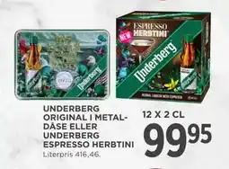 MENY UNDERBERG ORIGINAL I METALDÅSE ELLER UNDERBERG ESPRESSO HERBTINI, DKK 99.95 tilbud