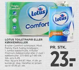 MENY LOTUS TOILETPAPIR ELLER KØKKENRULLER, DKK 23 tilbud