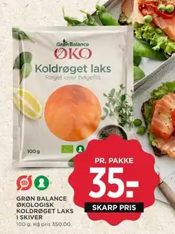 MENY GRØN BALANCE ØKOLOGISK KOLDRØGET LAKS I SKIVER, DKK 35 tilbud