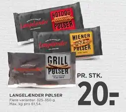 MENY LANGELÆNDER PØLSER, DKK 20 tilbud