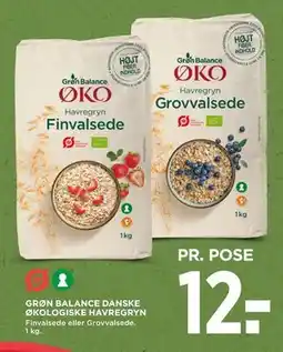 MENY GRØN BALANCE DANSKE ØKOLOGISKE HAVREGRYN, DKK 12 tilbud