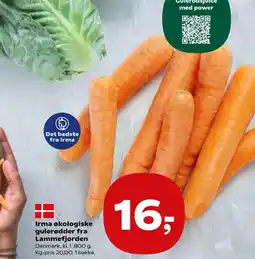 Kvickly Irma økologiske gulerødder fra Lammefjorden tilbud