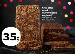 Kvickly Chia eller mørkt durumkerne rugbrød* tilbud
